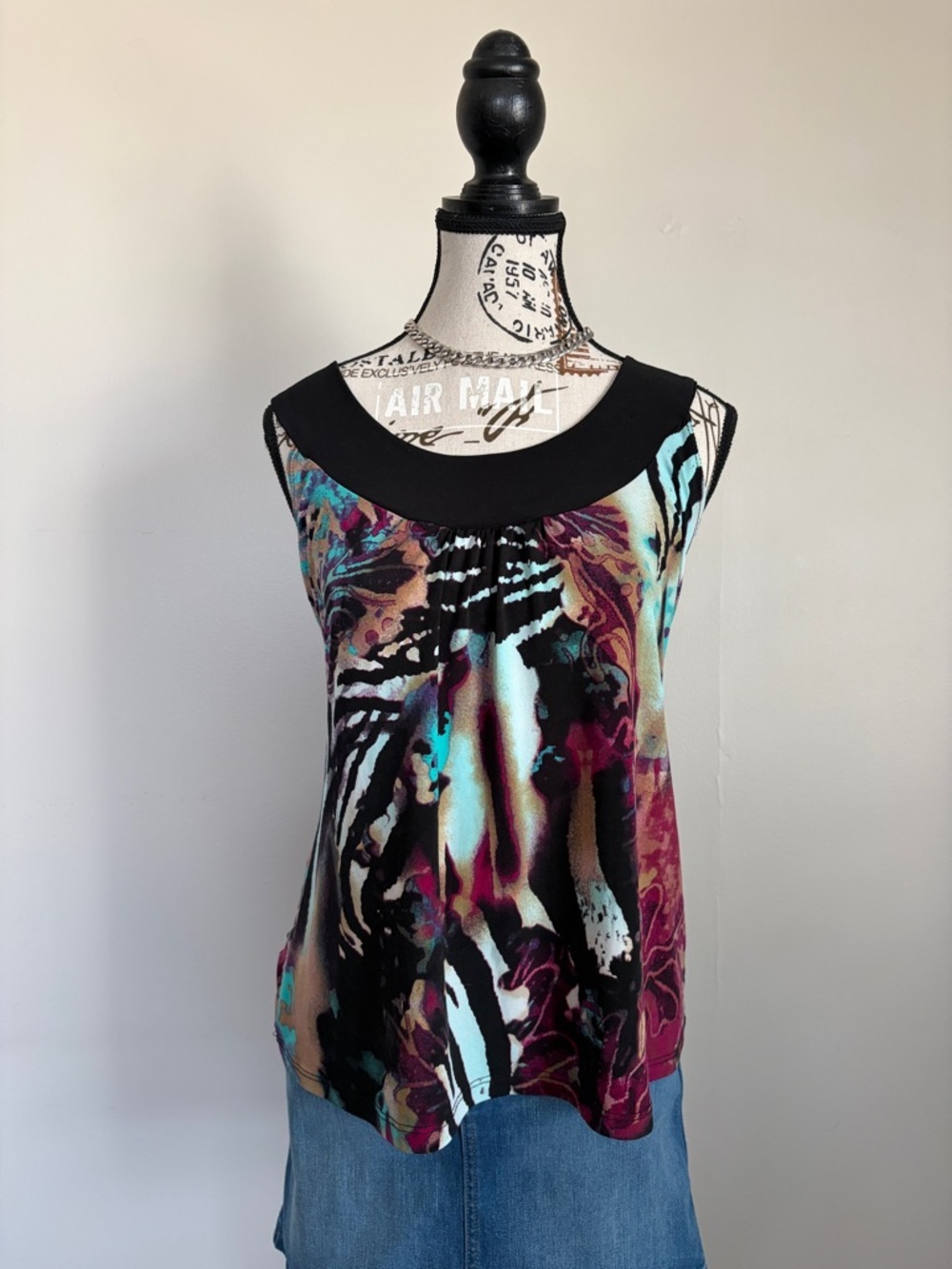 Vintage Y2K Pretty Woman black animal print summer blouse